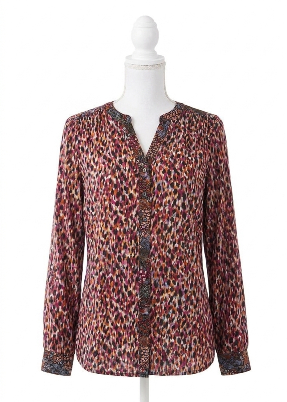NEW FDJ smocking detail roll up sleeve shirt in indi abstract